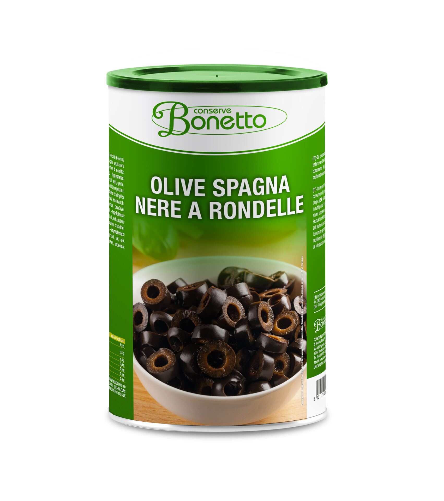 Bonetto - Oliven schwarz in Rondellen, 5/1 Dose