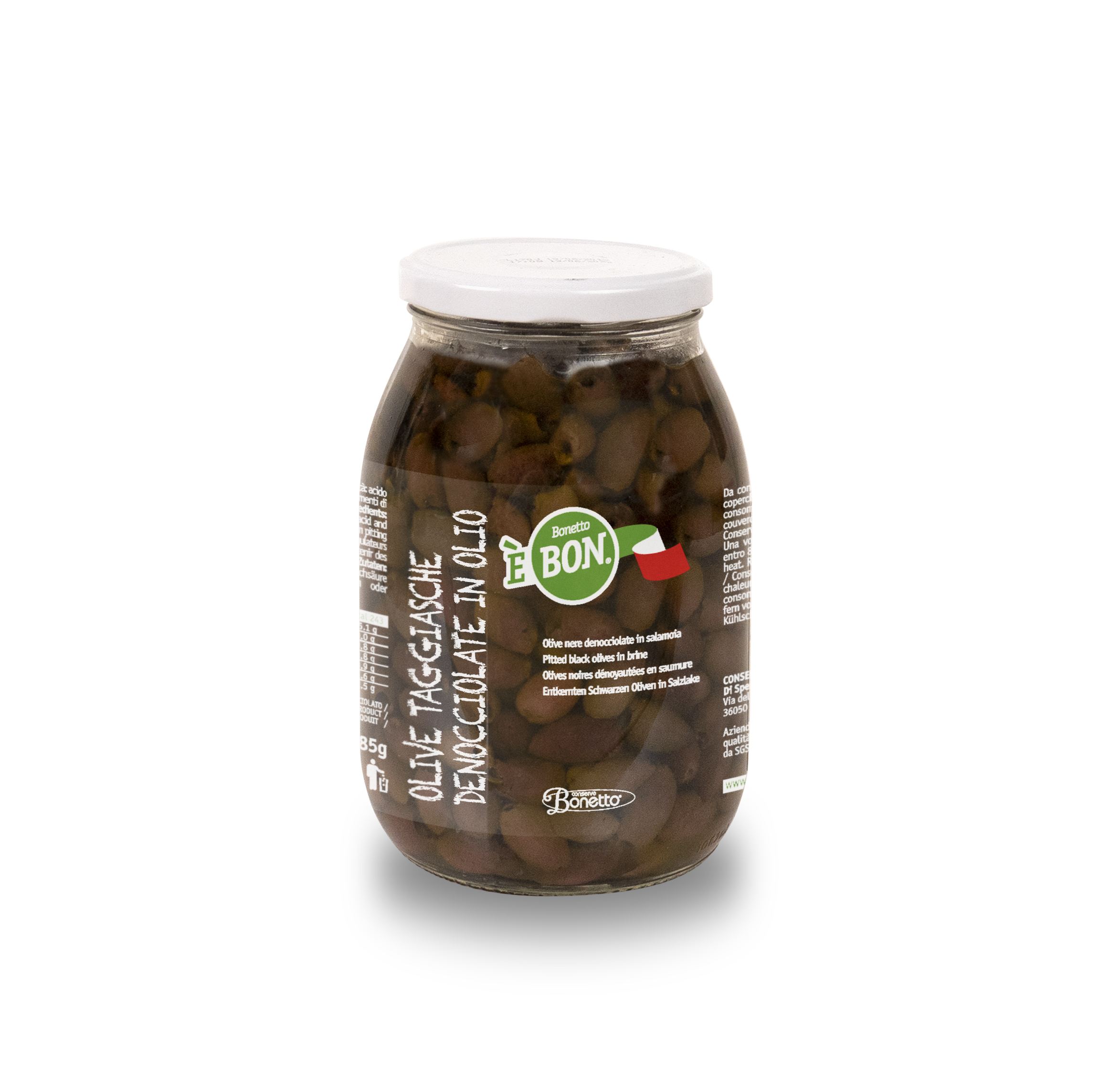 Bonetto - Oliven Taggiasche entsteint in nativem Olivenöl, 1062 ml
