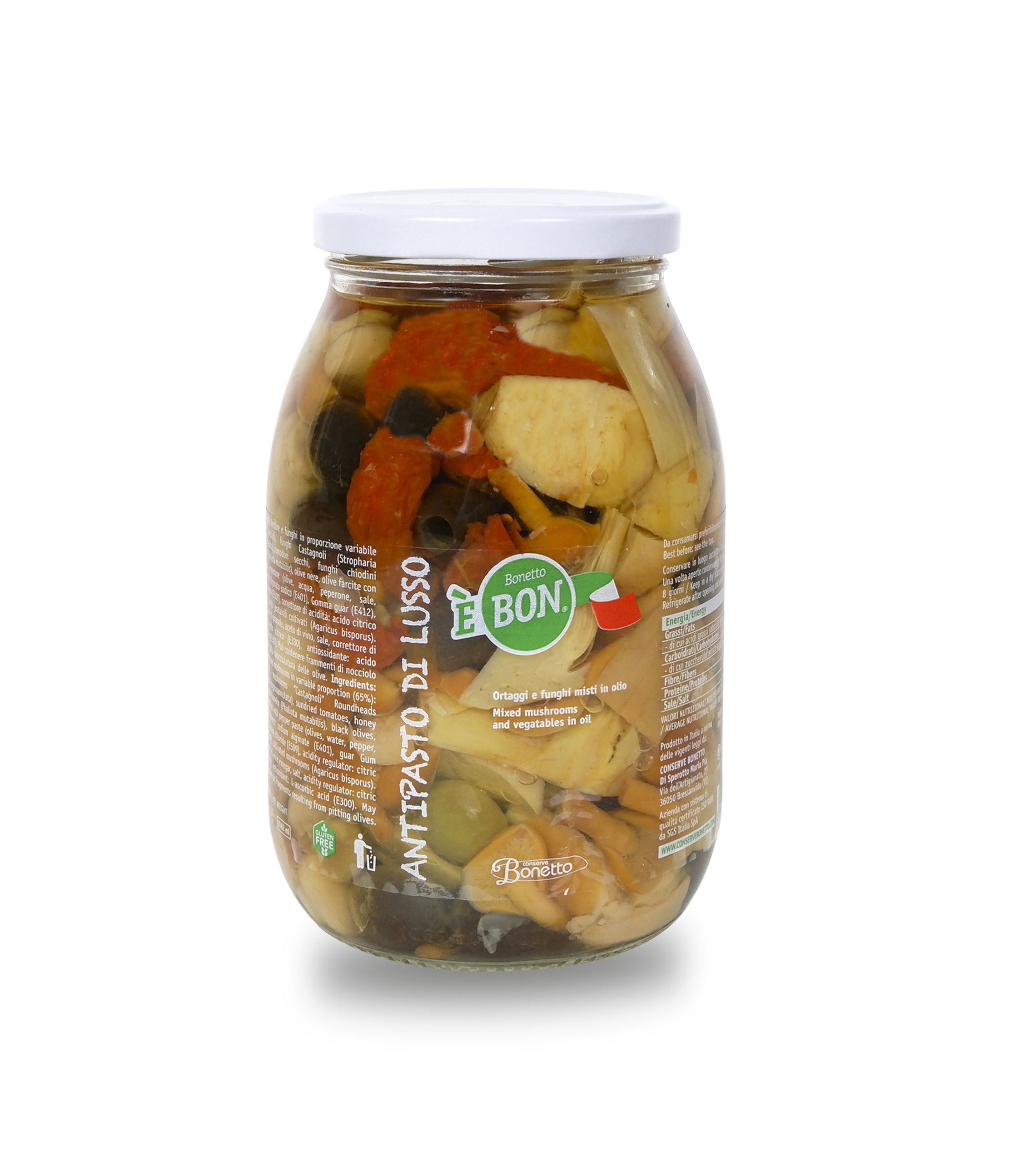 Bonetto - Gemischtes Gemüse und Pilze in Öl, 1062 ml