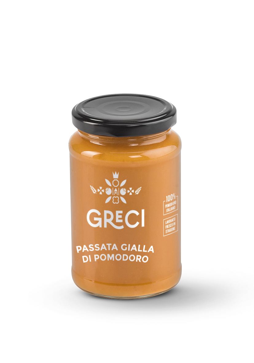 Gelbe Tomatenpassata im Glas